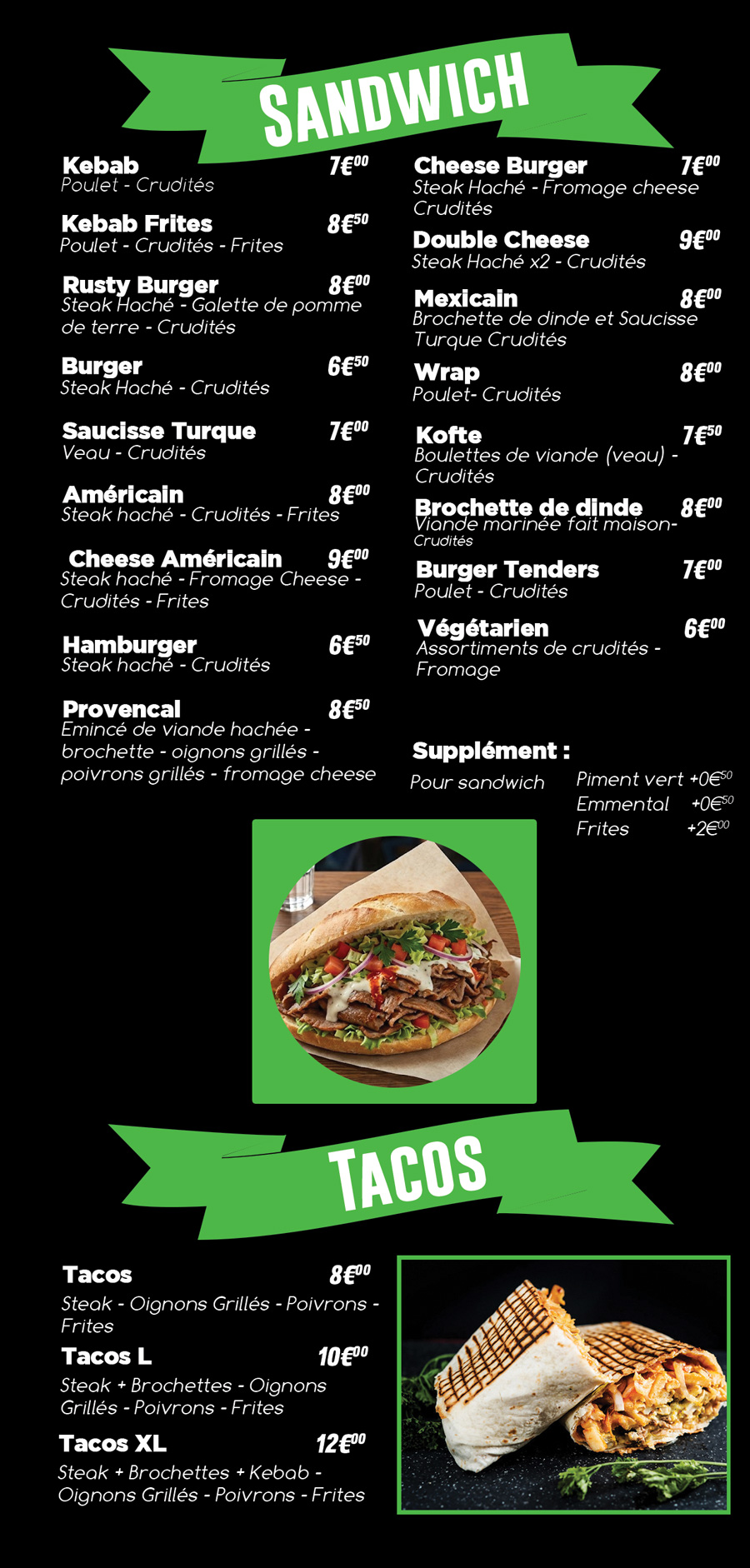 menu les andalouses